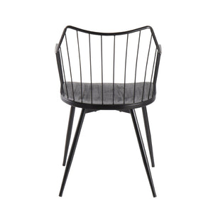 English Elm Chair Spindle Back Farmhouse Dining Seat Black Metal Wood Frame Tapered Legs B202P223691
