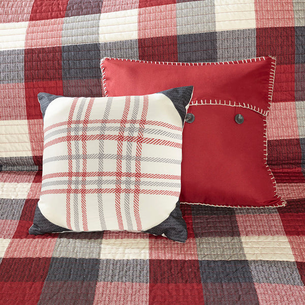 JLA Home Madison Park - 6 Reversible Quilt Set with Buffalo Plaid on Herringbone, Quilted Lightweight Warmth & Embroidered Pillows 92 L x 104 W x 0.25H MP13-4675