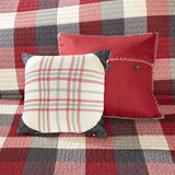 Madison Park Ridge Lodge/Cabin 6 Piece Printed Herringbone Quilt Set with Throw Pillows MP13-4675 Red