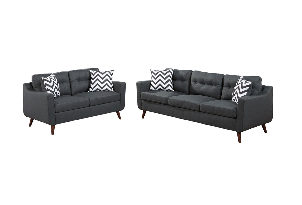 English Elm Modern 2-Piece Sofa Loveseat Set with Tufted Back Cushions, Geometric Throw Pillows & Tapered Legs Black 53 L x 31 W x 19 H B011S01305