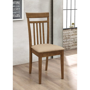 English Elm Liandra Chestnut 5-Piece Dining Set with Slat Back Chairs, Hardwood Veneer, Beige Upholstery Elegance B062P345390