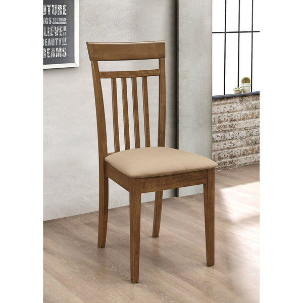 English Elm Liandra Chestnut 5-Piece Dining Set with Slat Back Chairs, Hardwood Veneer, Beige Upholstery Elegance B062P345390