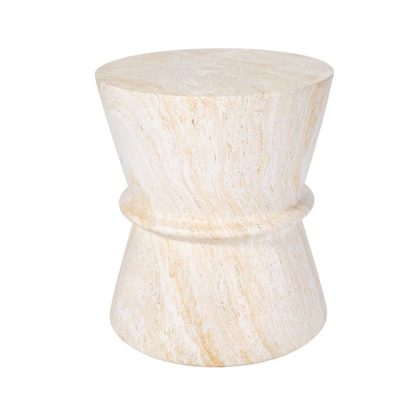 English Elm U_style Hourglass Mgo Concrete Outdoor Accent Table Sculptural Stone Texture Patio Decor Beige,Yellow N711P422072M