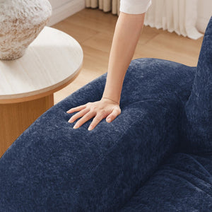 English Elm 110''boneless Velvet Sectional Sofa Modular Cloud Seating with Tufted Cushions for Living Rooms Blue W714S01619