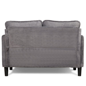 English Elm 48" Corduroy Compact Loveseat with Side Pocket Solid Wood Frame for Small Spaces Grey W2715P409865