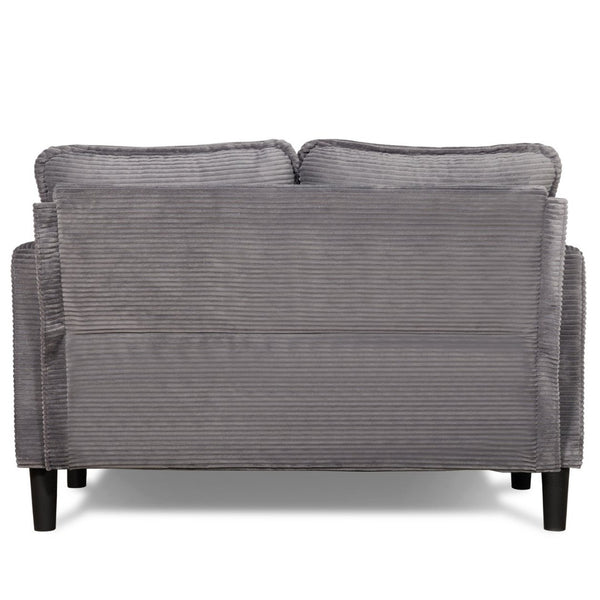 English Elm 48" Corduroy Compact Loveseat with Side Pocket Solid Wood Frame for Small Spaces Grey W2715P409865