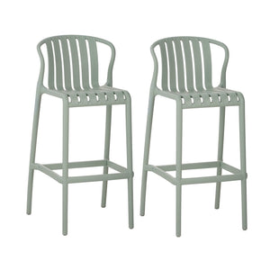 English Elm Outdoor Stackable Armless Barstools Set of 2 Uv Resistant Slat Back Patio Seating Green N780P199452G