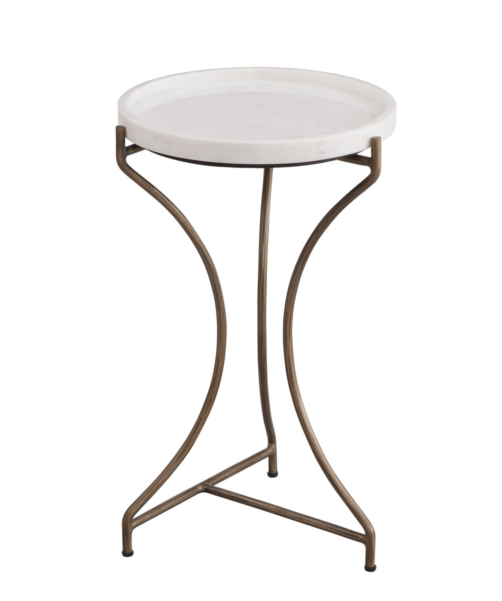 Basset Mirror Mcgowan Glam Accent Table - Curved Brushed Gold Base With White Marble Tray Top For Stylish Decor White Iron,Marble 9898-lr-223