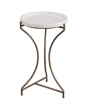 Basset Mirror Mcgowan Glam Accent Table - Curved Brushed Gold Base With White Marble Tray Top For Stylish Decor White Iron,Marble 9898-lr-223