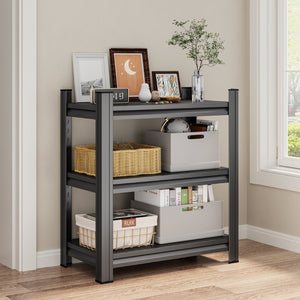 English Elm 3 Tier Freestanding Black Steel Shelf Unit Adjustable Levels for Kitchen or Office W1831P392788