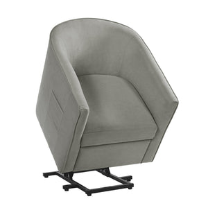 English Elm Power Lift Recliner Barrel Back Chenille Chair for Seniors with Footrest Pocket Grey N719P355911E