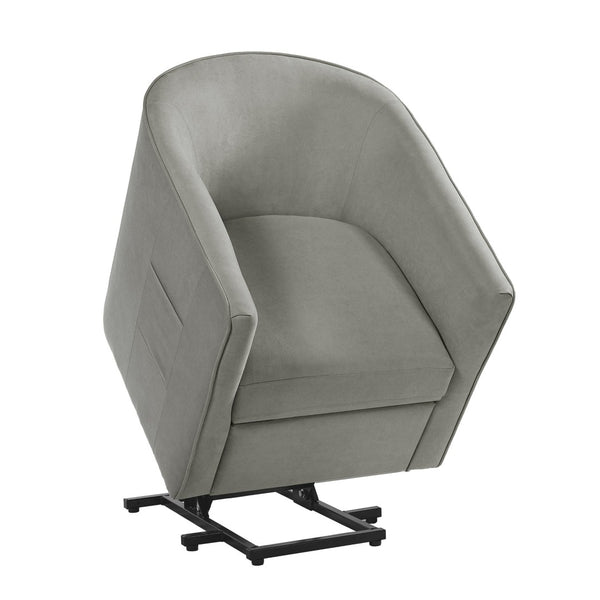 English Elm Power Lift Recliner Barrel Back Chenille Chair for Seniors with Footrest Pocket Grey N719P355911E