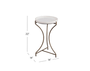 Basset Mirror Mcgowan Glam Accent Table - Curved Brushed Gold Base With White Marble Tray Top For Stylish Decor White Iron,Marble 9898-lr-223