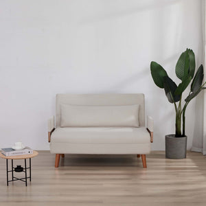 English Elm TRIO Extra Loveseat sleeper sofa bed converts in 10s with 3-position backrest, breathable linen, silent hinges for small spaces Beige W3391P325413
