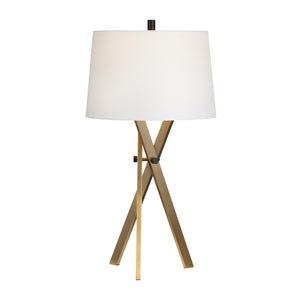 Crestview Collection 31"H Hendrix Table Lamp - Stylish Brushed Brass Tripod Design With Tapered Shade & 3-way Socket   Cvaer2036b