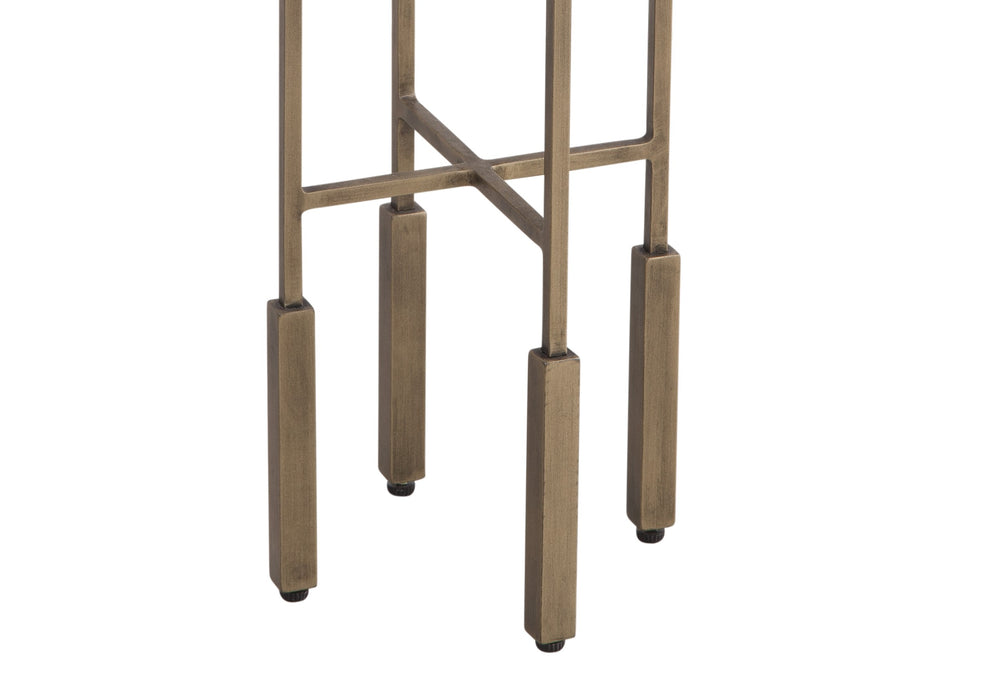 Basset Mirror Lucia Accent Table - Modern Martini Style With Antique Bronze Base And Elegant Beige Travertine Top Brass Iron,Travertine 9899-lr-223