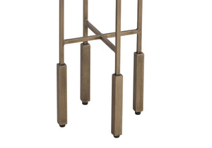 Basset Mirror Lucia Accent Table - Modern Martini Style With Antique Bronze Base And Elegant Beige Travertine Top Brass Iron,Travertine 9899-lr-223