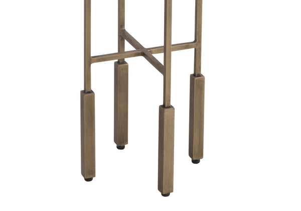 Basset Mirror Lucia Accent Table - Modern Martini Style With Antique Bronze Base And Elegant Beige Travertine Top Brass Iron,Travertine 9899-lr-223