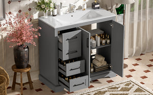 English Elm 36" Modern Bathroom Vanity with Ceramic Sink, Soft-Close Doors, 3 Drawers & Ample Storage for Small Baths Gray N729P280194E