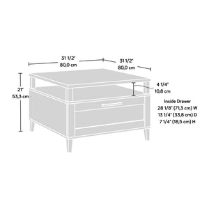 English Elm Coffee Coffee Table with Gold-Tone Accents and Two Drawers for Stylish Living Room Storage and Decor Black B356P402597