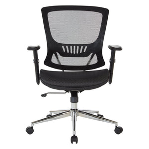 OSP Home Furnishings Mesh Back Ergonomic Office Chair with Lumbar Support Breathable Seat and Padded Arms Chrome EM98910C-3