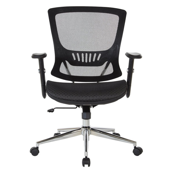 OSP Home Furnishings Mesh Back Ergonomic Office Chair with Lumbar Support Breathable Seat and Padded Arms Chrome EM98910C-3