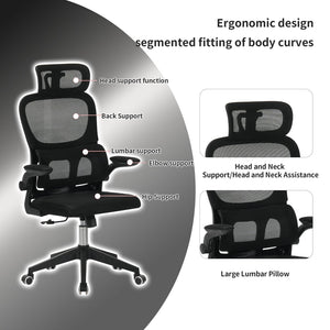 English Elm High Back Mesh Ergonomic Task Chair with 3d Headrest Lumbar Support for Home Office W3851P407538