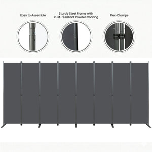 English Elm Room Divider 8 Panel Freestanding Polyester Privacy Screen for Office or Bedroom W419P442193