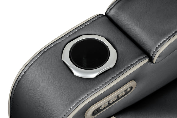 English Elm Fortuner Modern 3PC Upholstery Recliner Living Set with LED, Massage, Wireless Charging & Bluetooth Speakers Black B009S01802