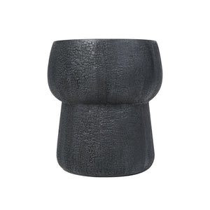 English Elm U_style Outdoor Concrete Accent Table Sculptural Double Barrel Mgo Weathered Patio Stool Black N711P422075B
