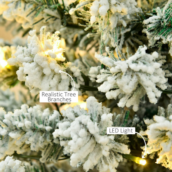 English Elm Homcom 6Ft Slim Douglas Fir Pre-Lit Christmas Tree With 250 Warm Leds & Snow-Flocked Tips For Easy Setup W2225P229785