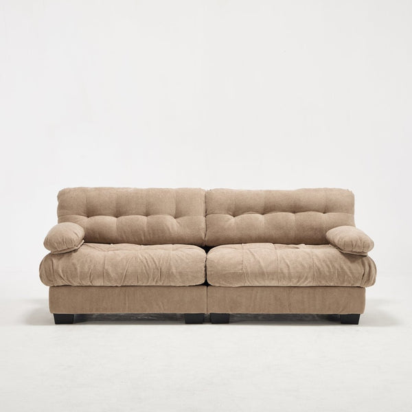 English Elm Cloud Modular Sectional Sofa Deep Seat Flannelette Upholstered Living Room Couch Light Brown W2120S00018