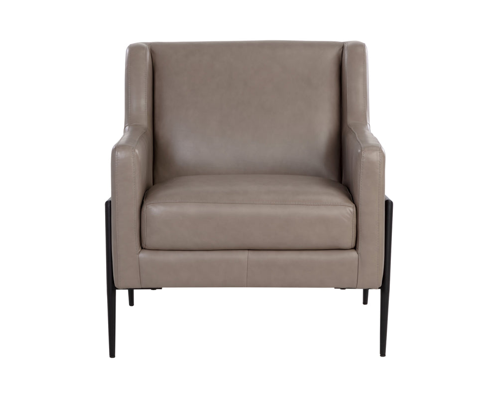 Sunpan Talula Lounge Chair - Alpine Grey Italian Leather with Black Steel Frame for Modern Elegance and Comfort