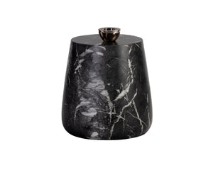 Sunpan Aries End Table - Stunning Metallic Accents with Industrial Grey Concrete for Indoor & Outdoor Use Marble Look / Black