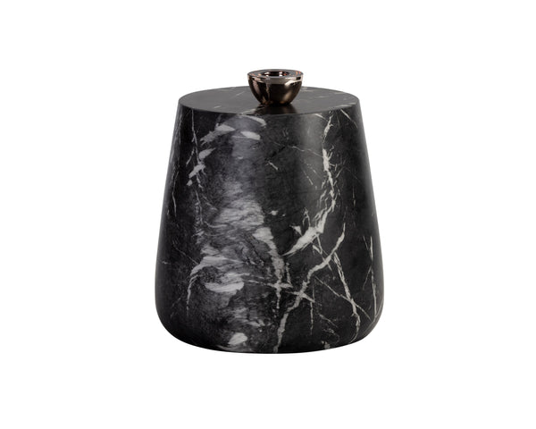 Sunpan Aries End Table - Stunning Metallic Accents with Industrial Grey Concrete for Indoor & Outdoor Use Marble Look / Black