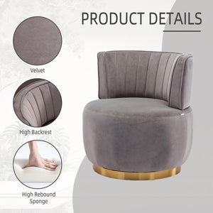 English Elm 360 Swivel Barrel Chair Plush Velvet Accent Sofa with High-Density Foam, Sturdy Frame, 300lb Capacity for Living Room Gray W395102772