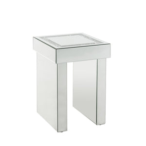 English Elm Noralie Acrylic Diamond Mirrored End Table Glam Accent for Bedroom Decor B2726P455663