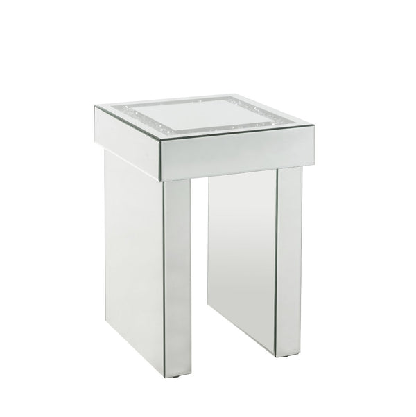 English Elm Noralie Acrylic Diamond Mirrored End Table Glam Accent for Bedroom Decor B2726P455663