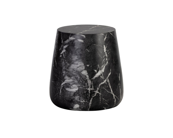 Sunpan Aries End Table - Stunning Metallic Accents with Industrial Grey Concrete for Indoor & Outdoor Use Marble Look / Black