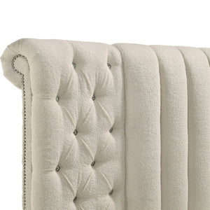 English Elm Santiago Bouclé Upholstered Eastern King Bed with Channeled Headboard and Usb Charging B062S01768
