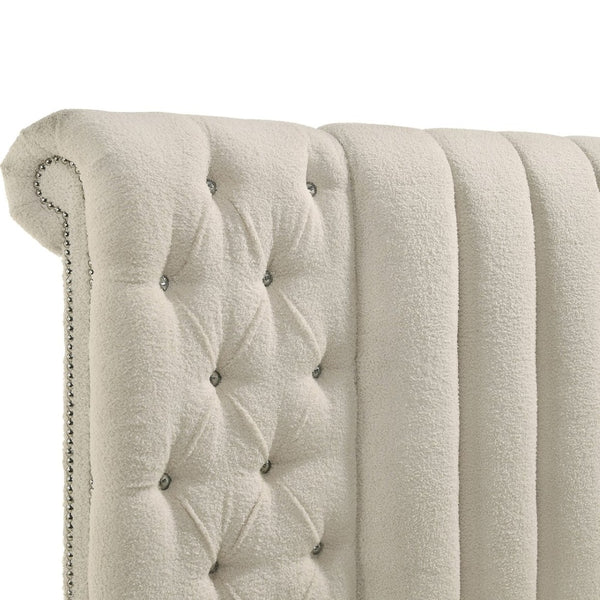 English Elm Santiago Bouclé Upholstered Eastern King Bed with Channeled Headboard and Usb Charging B062S01768