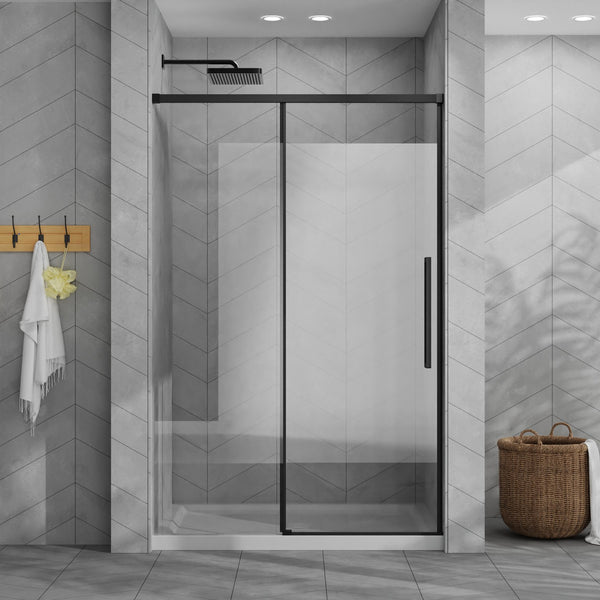 English Elm Goodyo 48"X72" Modern Sliding Shower Door Combo With Durable Acrylic Base & Matte Black Hardware W1223S00030