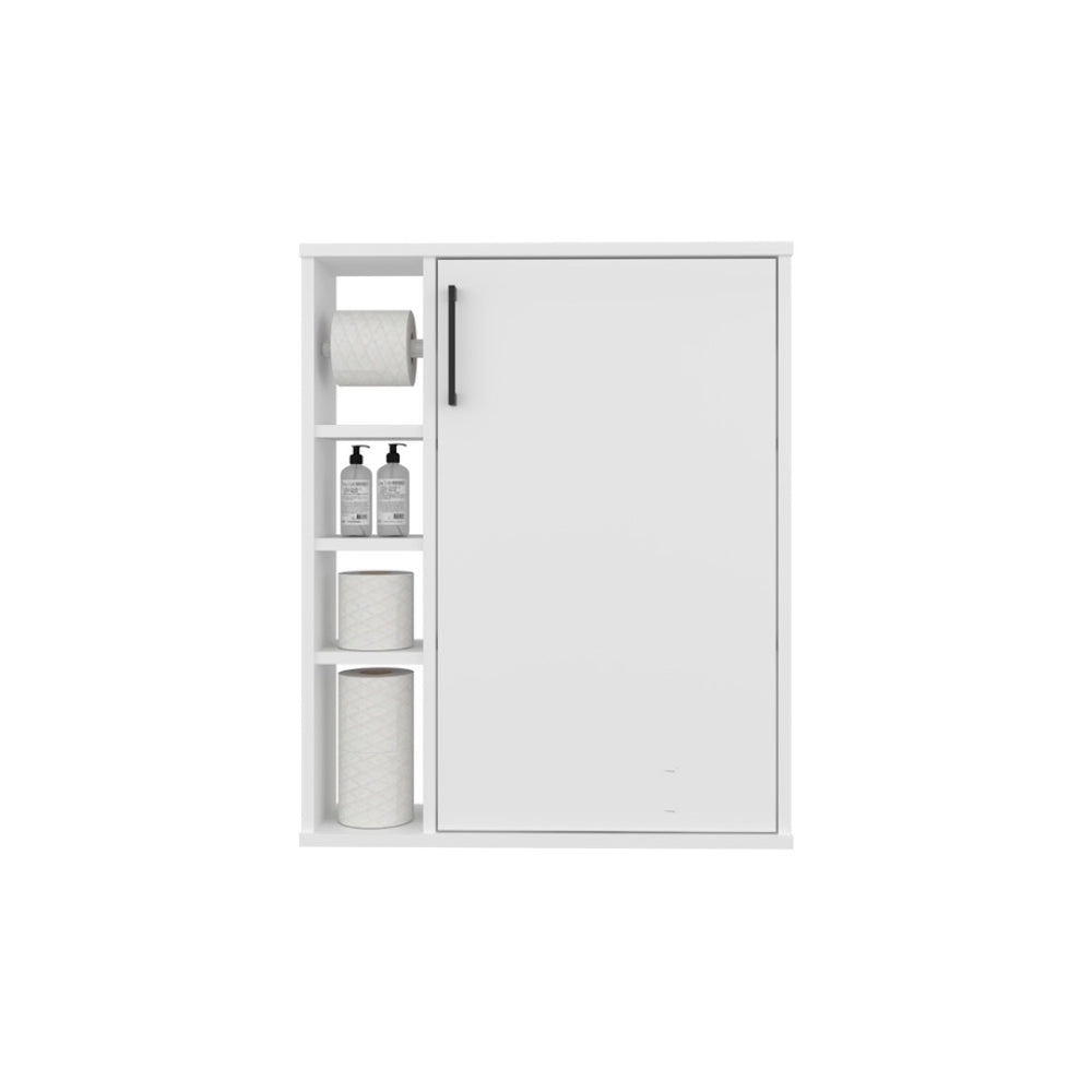 English Elm Rosemont Sliding Door Wall Cabinet White Finish Adjustable Shelves Bathroom Storage B092P390616