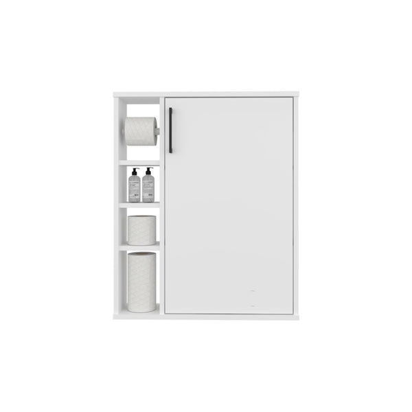 English Elm Rosemont Sliding Door Wall Cabinet White Finish Adjustable Shelves Bathroom Storage B092P390616