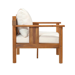 English Elm Patio Acacia Wood Club Chair with Textilene Back and Cushion for Outdoor Decks N776P369380W