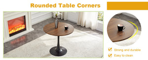 English Elm Round Faux Marble Tulip Pedestal Dining Table Mid Century Modern for Small Bistro Spaces Black,Walnut W2920P400946