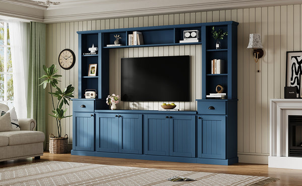 English Elm Minimalist Modular Wall Unit Four Piece Entertainment System Fits Tvs up to 75 Inches SD000031AAC