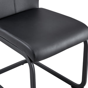 English Elm Table and Chair Set 9 Piece Black Marble Mdf Dining with 8 Pu Leather Seats W1151S03924