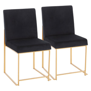 English Elm High Back Fuji Contemporary Dining Chairs - Luxurious Black Velvet & Gold Frame, Set Of 2 B202P223542