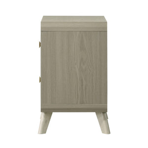 English Elm Contemporary Two Drawer Nightstand Gray Finish Tapered Legs Gold Pulls Bedroom Storage B2741P431077